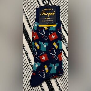 Parquet Medical Doctor/Nurse/RT Pattern Novelty Socks M 10-13 W 8-11